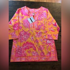 Gretchen Scott Tunic NWT size small, orange, neon pink